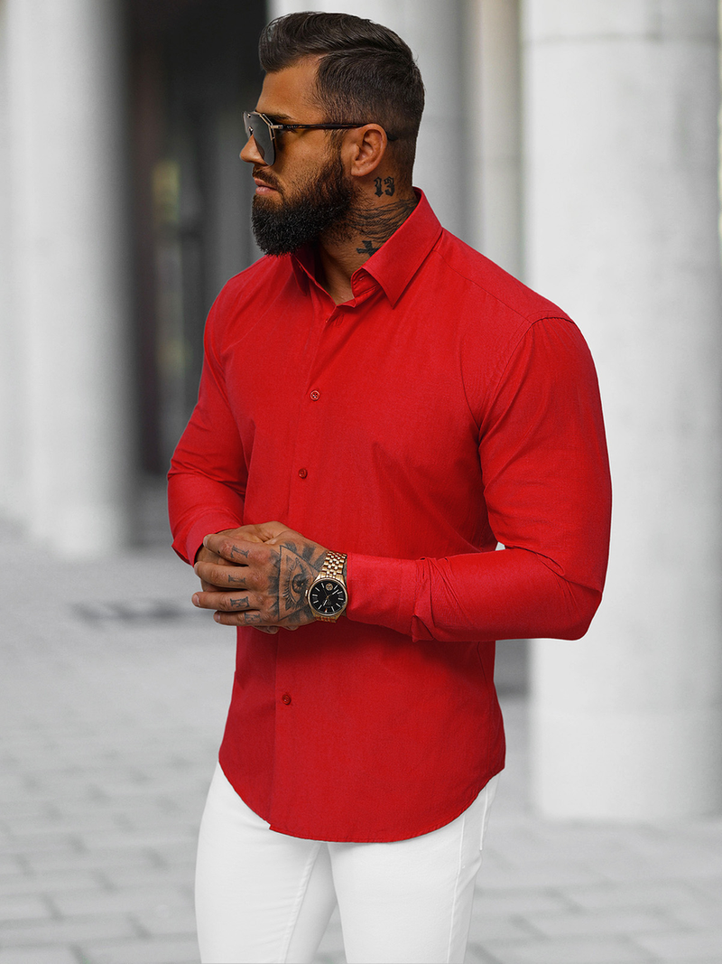Camisa de hombre roja OZONEE O/V107