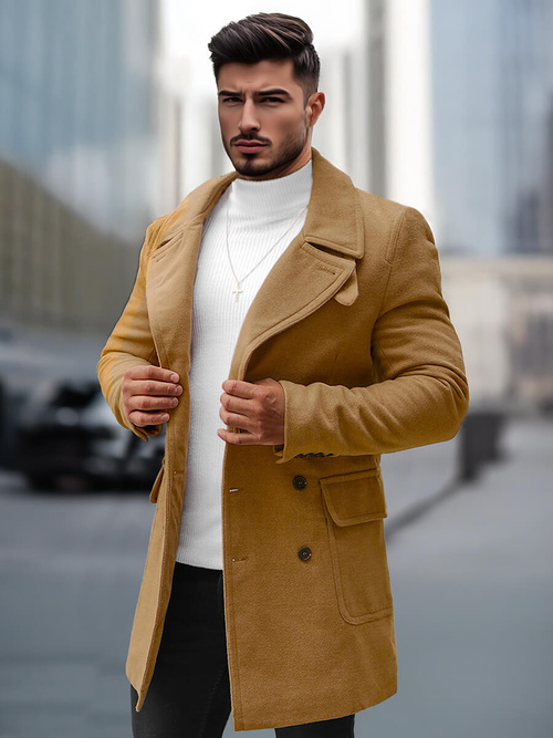 Abrigo de hombre beige OZONEE JB/1048Z