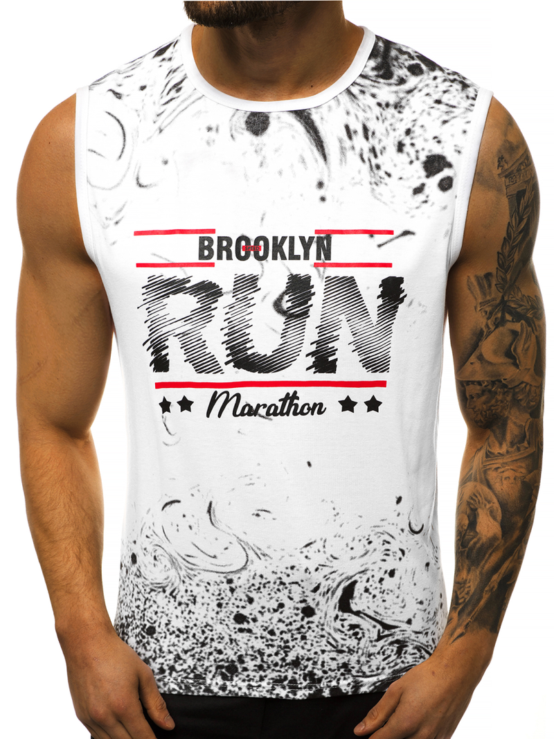 Camiseta sin mangas de hombre blanco OZONEE JS/KS2075