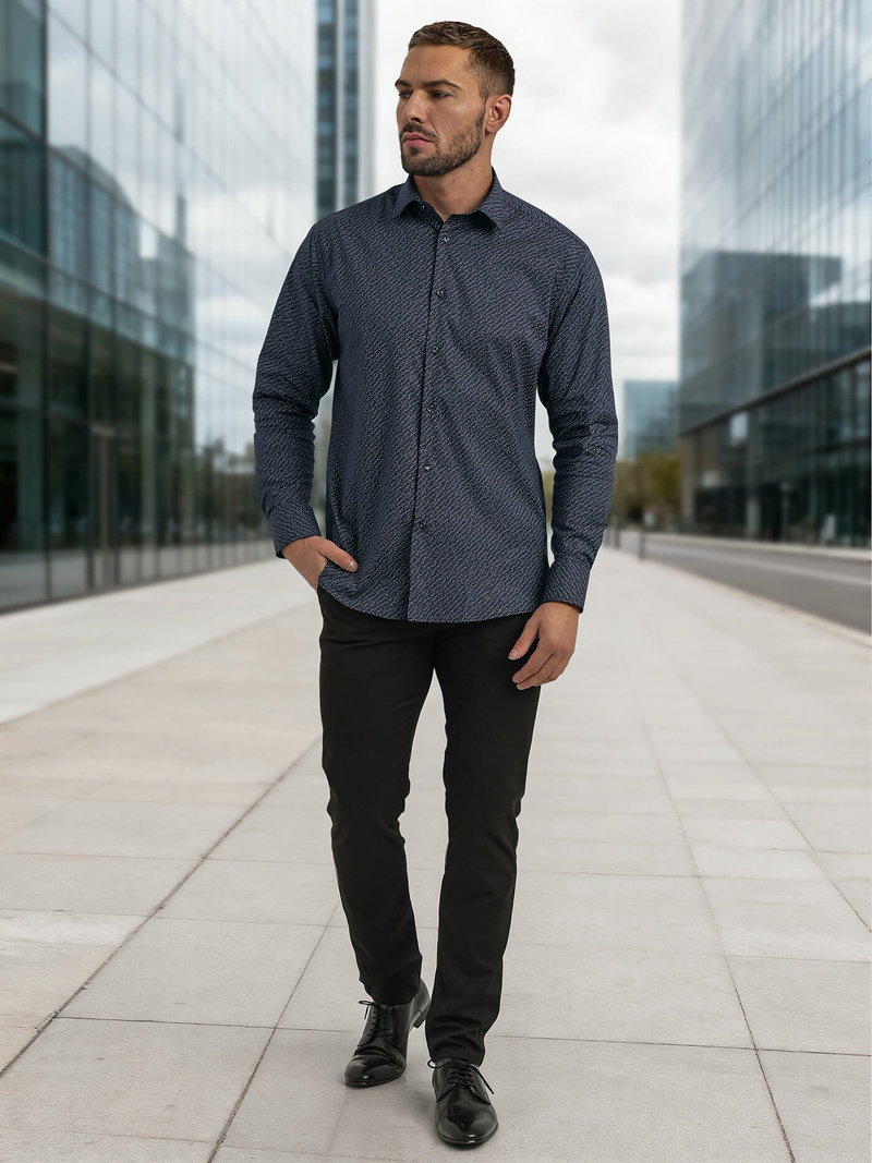 Camisa de hombre azul marino OZONEE V/V186