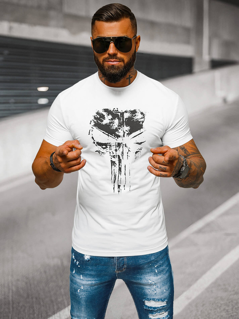 Camiseta de hombre blanco OZONEE NB/MT3045
