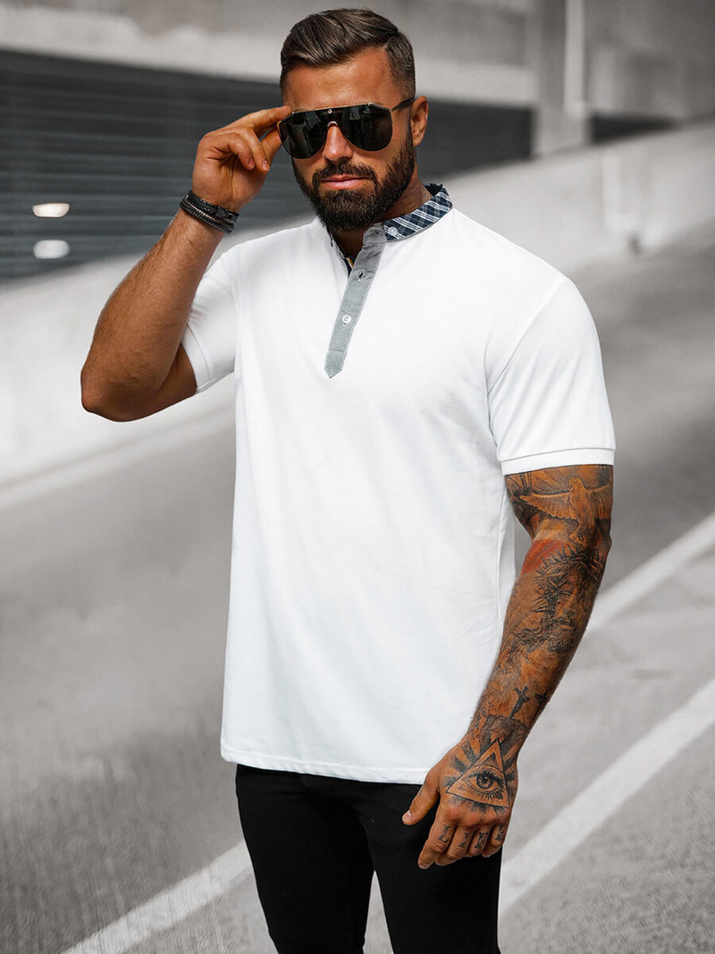 Polo de hombre blanca OZONEE O/DA803