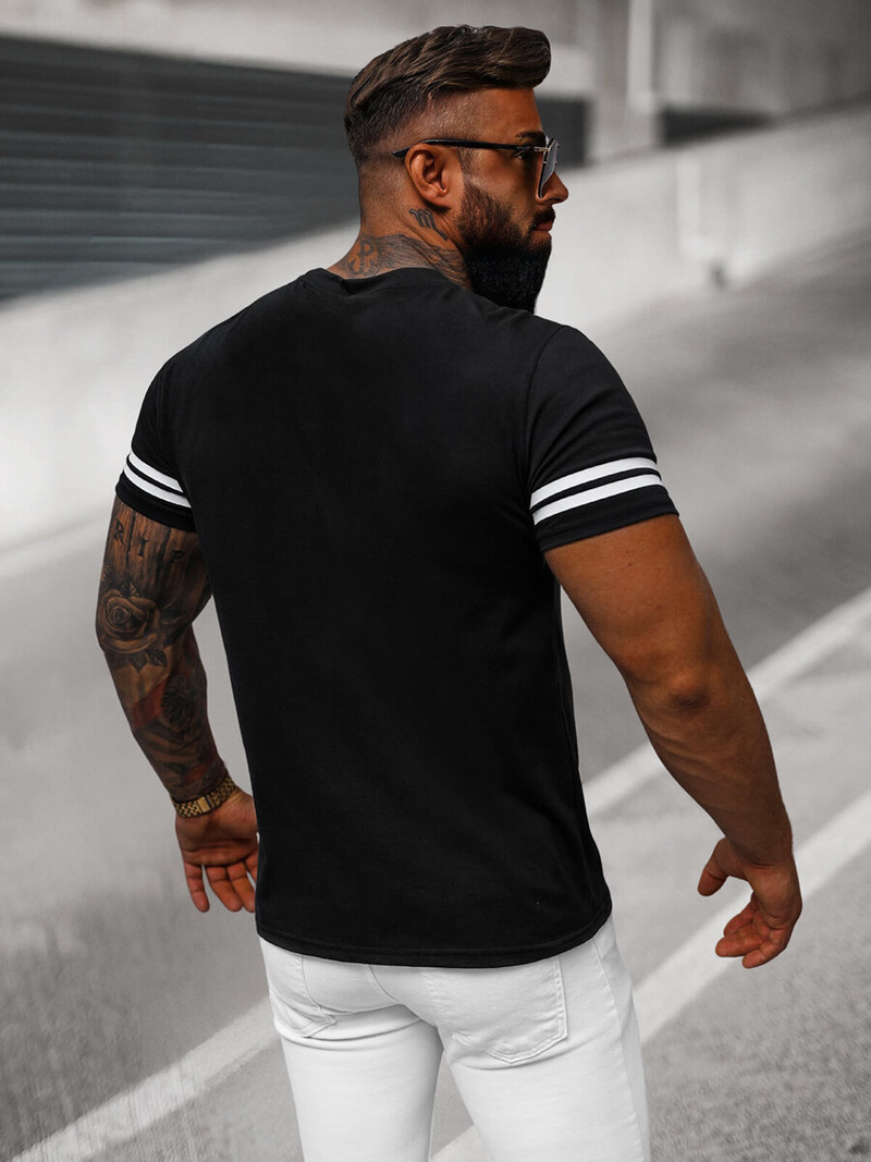 Camiseta de hombre negra OZONEE O/8T1275/3