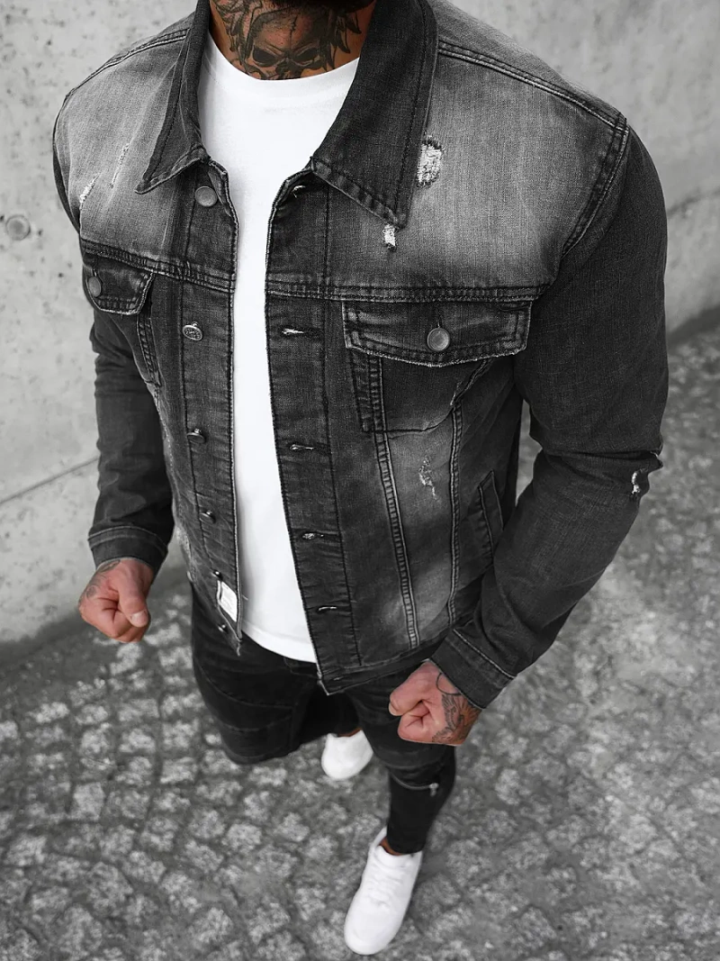 Chaqueta vaquera de hombre negra OZONEE NB/MJ500N