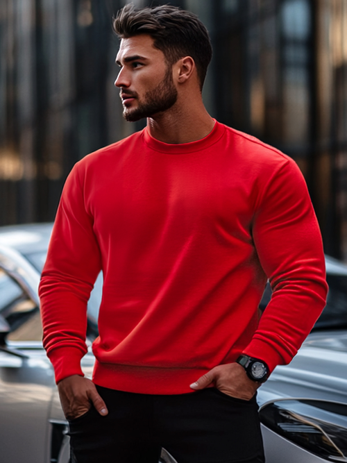 Sudadera de hombre roja OZONEE JS/2001-10Z