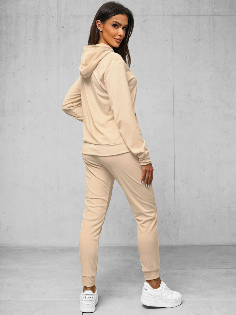Chándal velour de mujer de beige claro OZONEE JS/8C1176/159Z