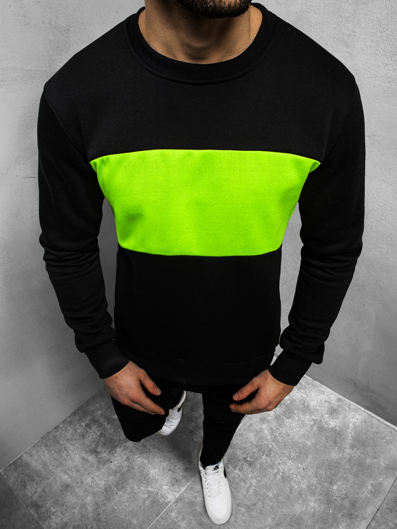 Sudadera de hombre negra-verde OZONEE JS/2010Z