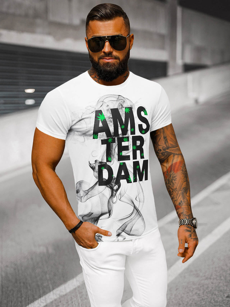 Camiseta de hombre blanca OZONEE O/T128/1
