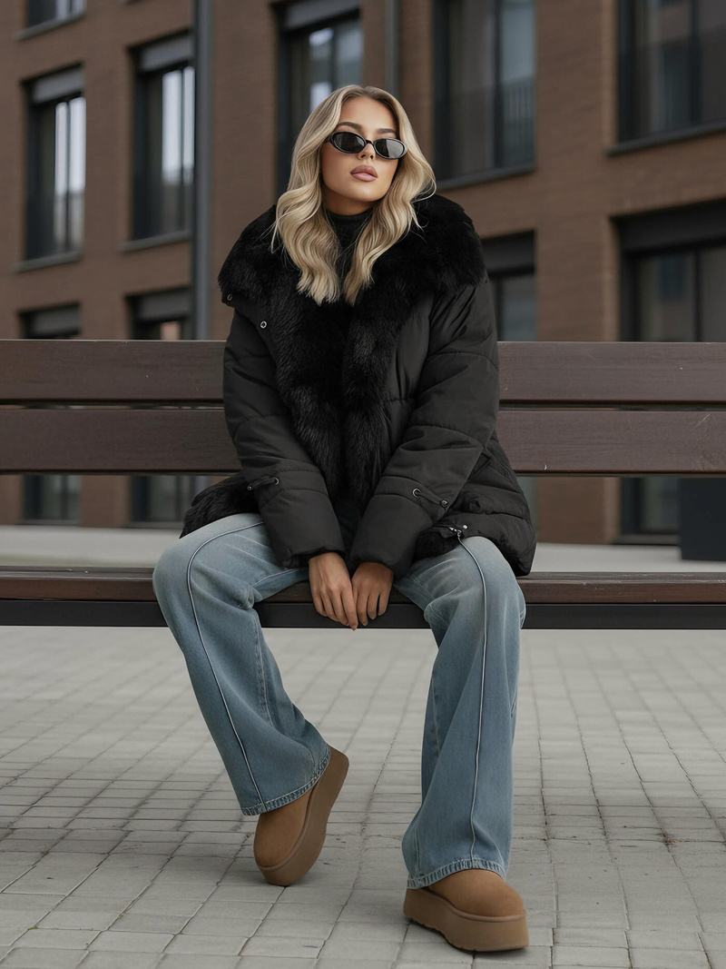 Chaqueta de mujer negra OZONEE JS/16M9185/392