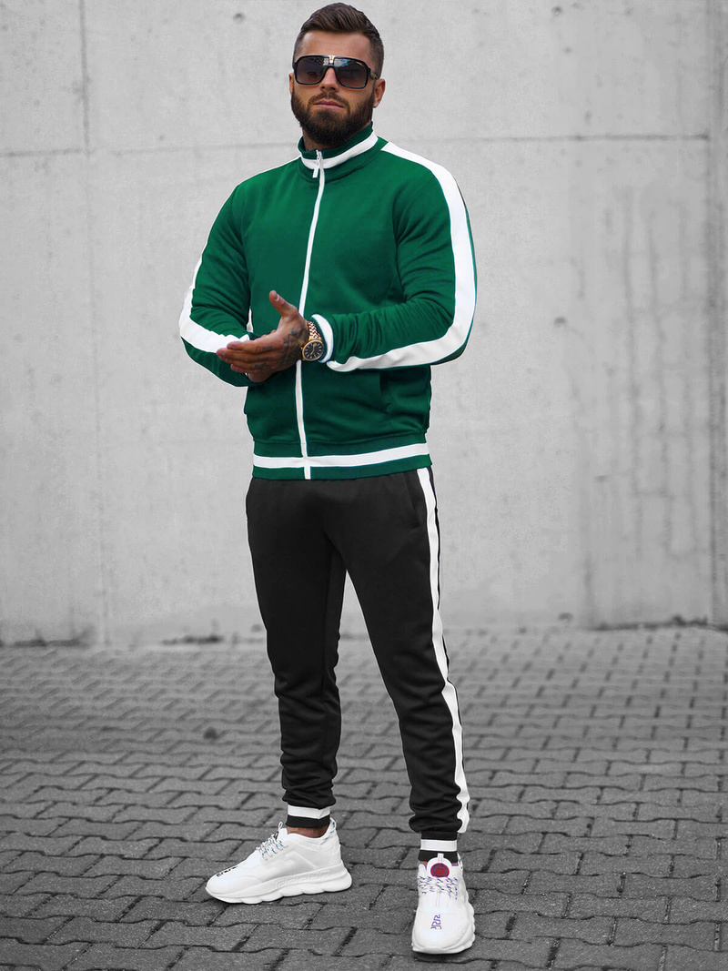 Chándal de hombre verde-negro OZONEE JS/8C99/22BZ