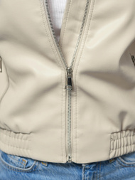 Chaqueta de cuero para mujer beige OZONEE O/G116