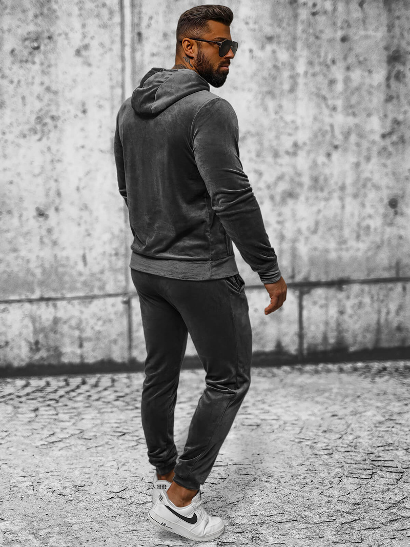 Chándal velour de hombre grafito OZONEE JS/8C1171/6
