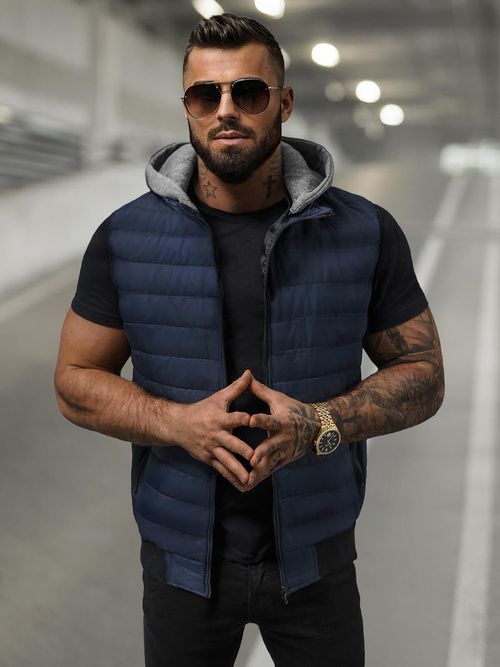 Chaleco de hombre azul marino OZONEE JS/8M983/215