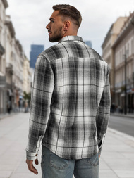 Camisa de hombre negro-blanca OZONEE NB/MC728N/4