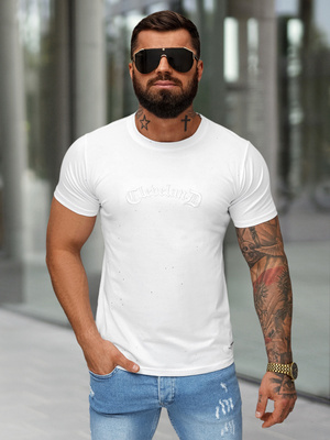 Camiseta de hombre blanco OZONEE O/QQ1386