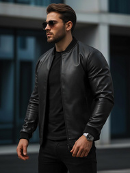 Chaqueta de cuero de hombre negra OZONEE JS/11Z8015Z