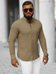 Camisa de hombre beige oscuro OZONEE O/V112