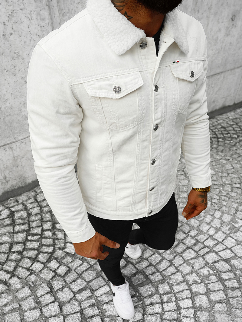 Chaqueta vaquera de hombre sherpa blanca OZONEE NB/MJ541
