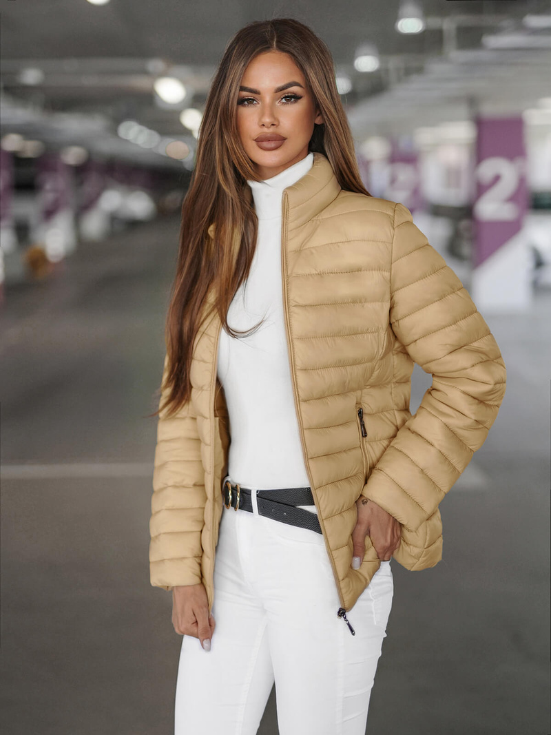 Chaqueta de mujer beige OZONEE JS/16M9111/254Z