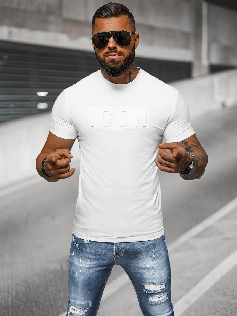 Camiseta de hombre blanco OZONEE NB/MT3111