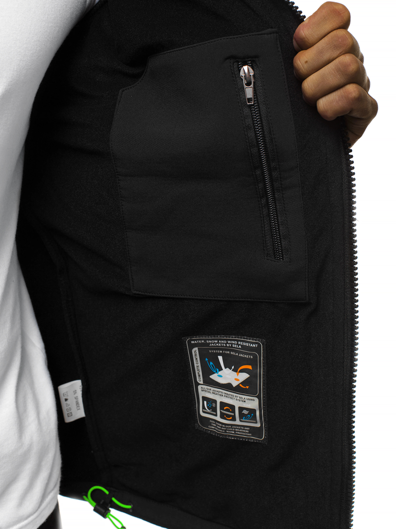 Chaqueta de hombre negra-verde OZONEE GE/12259