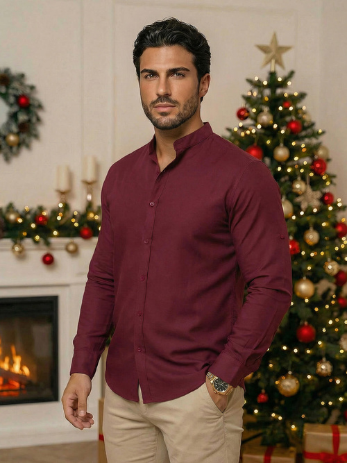 Camisa de hombre burdeos OZONEE O/V57Z