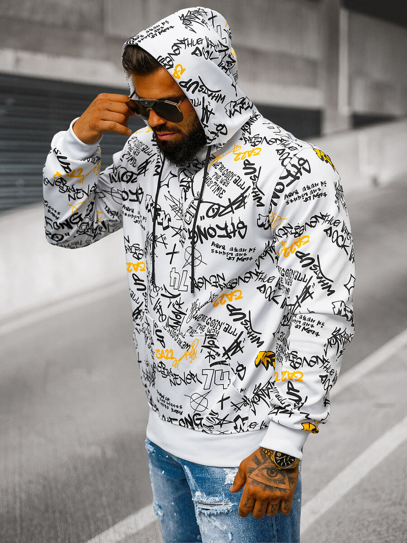 Sudadera de hombre blanca OZONEE JS/8B1101/1