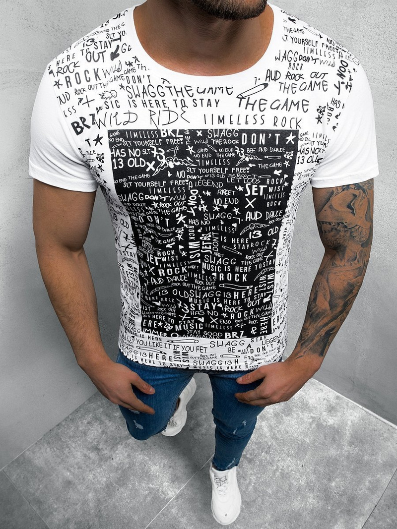 Camiseta de hombre blanca OZONEE O/1173Z