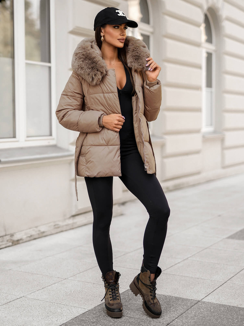 Chaqueta de mujer beige OZONEE JS/16M9206/62