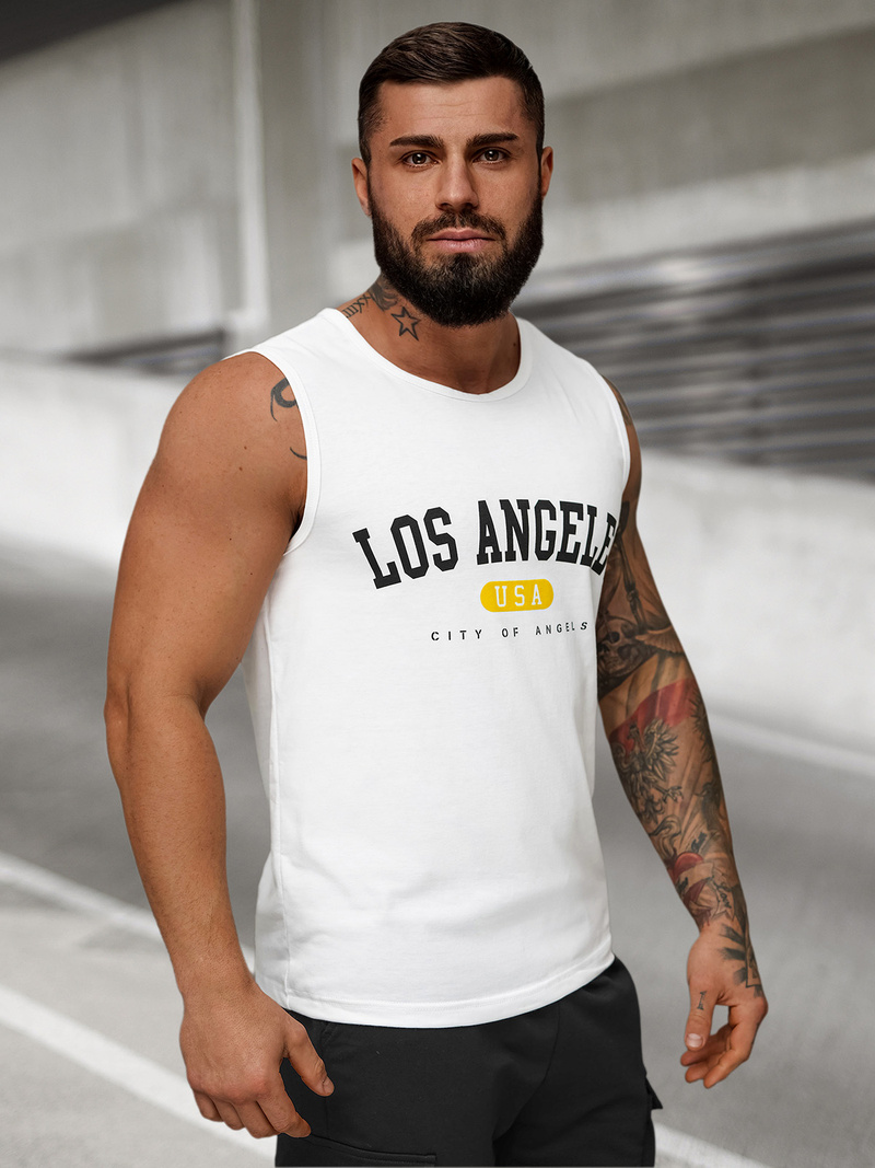 Camiseta sin mangas de hombre blanca OZONEE JS/8B1715/1Z