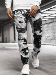 Pantalón chino jogger de hombre negro-blancos OZONEE A/0952