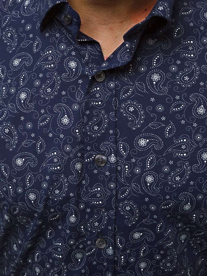 Camisa de hombre azul marino OZONEE B/K62Z