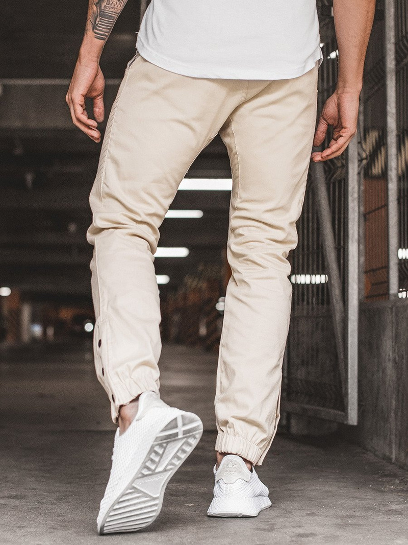 Pantalón chino jogger de hombre beige OZONEE A/0952