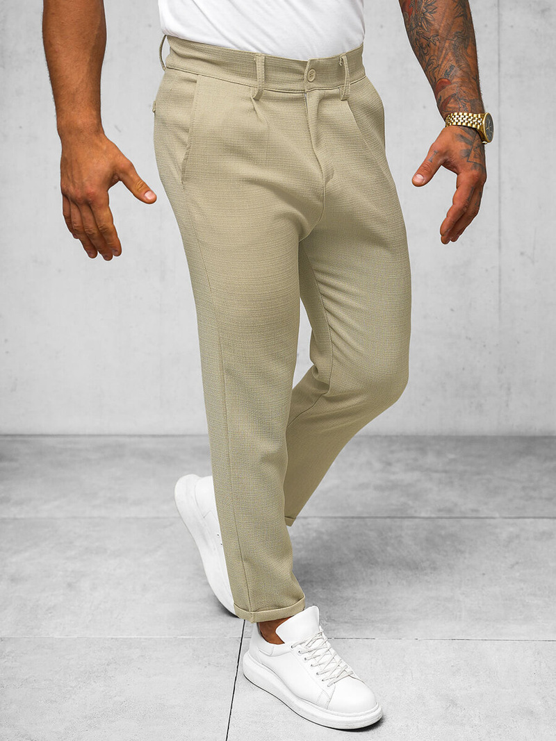 Pantalón chino de hombre beige OZONEE O/K971SP