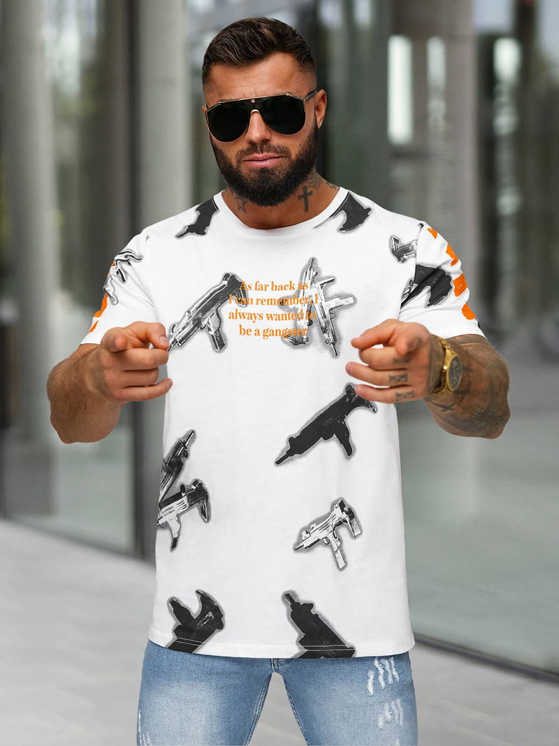 Camiseta de hombre blanco OZONEE O/MPO3471