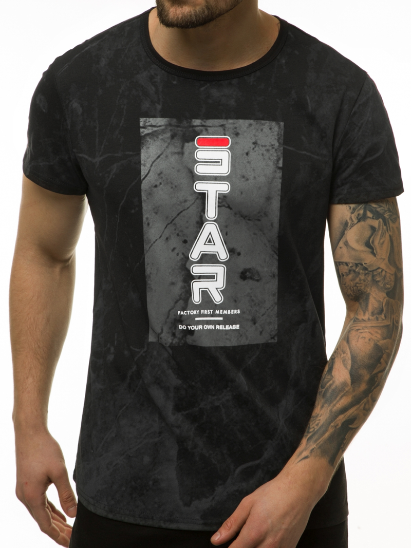 Camiseta de hombre negra OZONEE JS/SS10927