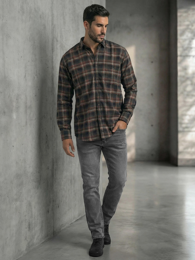 Camisa de hombre azul marino OZONEE V/V177Z