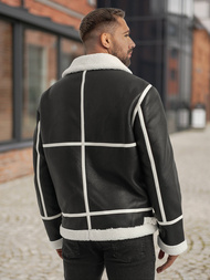 Chaqueta de cuero de hombre negra OZONEE JS/11Z8270