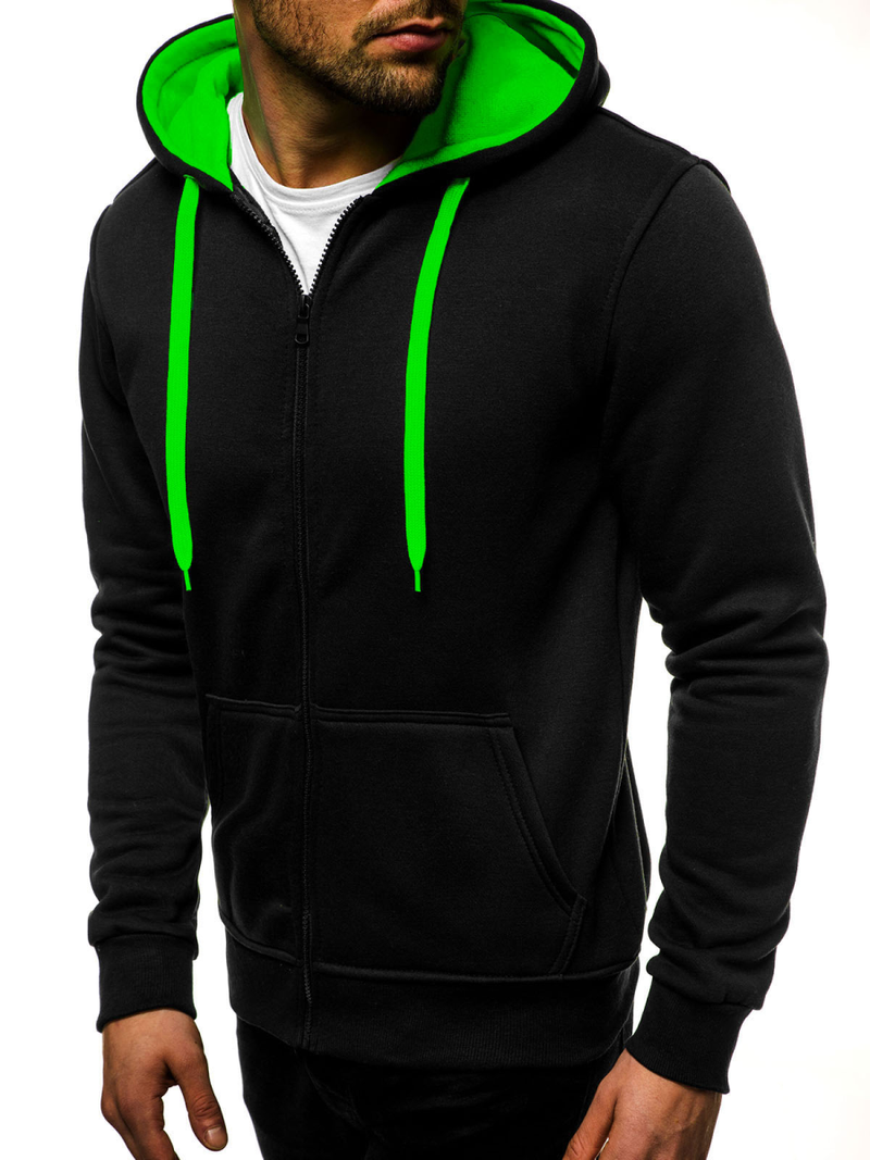 Sudadera de hombre negra-verde OZONEE JS/2013