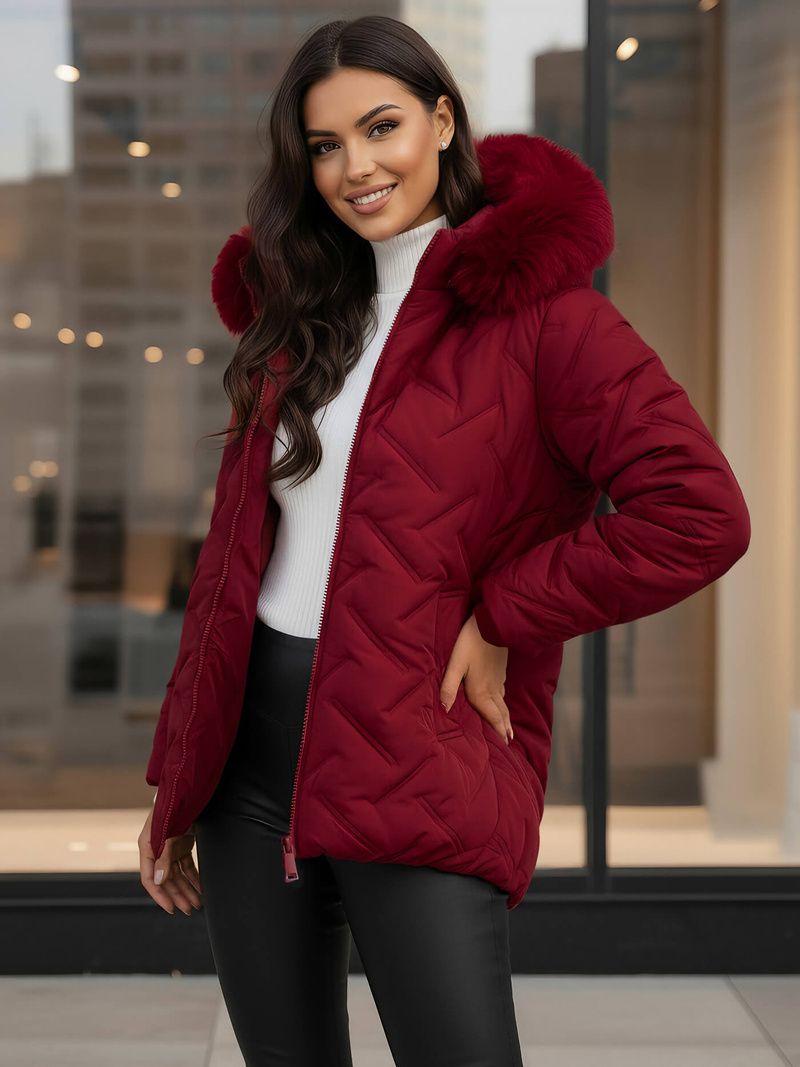 Chaqueta de mujer burdeos OZONEE JS/16M9296/06Z