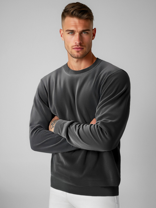 Sudadera velour de hombre grafito OZONEE JS/8B1166/6