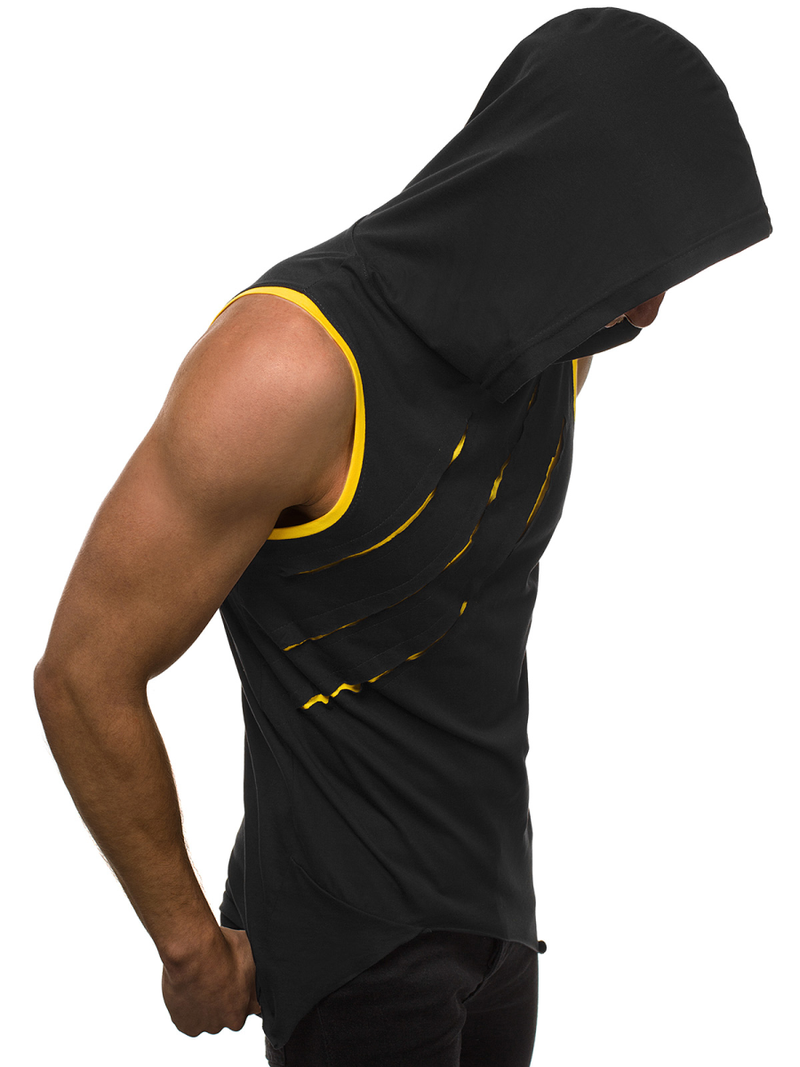 Camiseta sin mangas de hombre negro-amarillo OZONEE O/1254Z