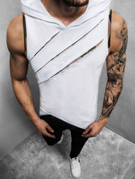 Camiseta sin mangas de hombre blanca OZONEE O/1254Z