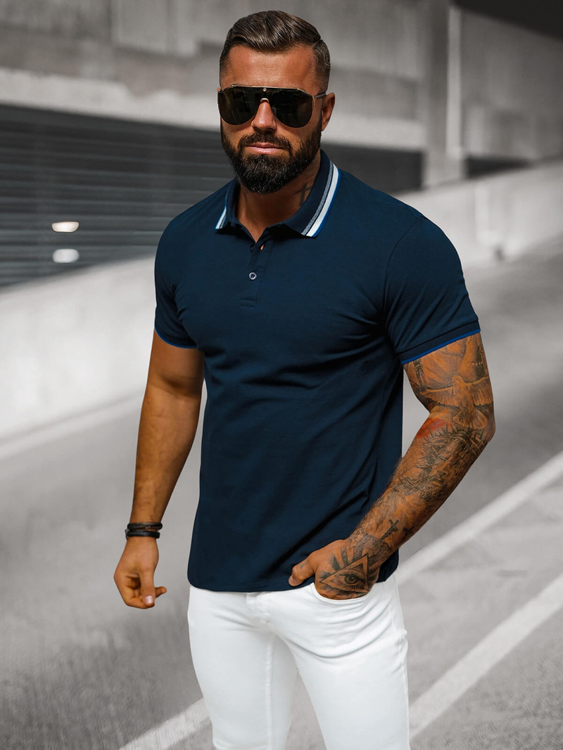 Polo de hombre azul marino OZONEE O/DA719