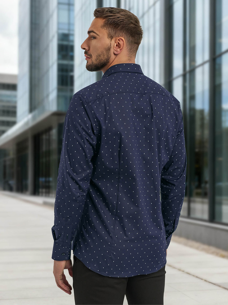 Camisa de hombre azul marino OZONEE V/V181