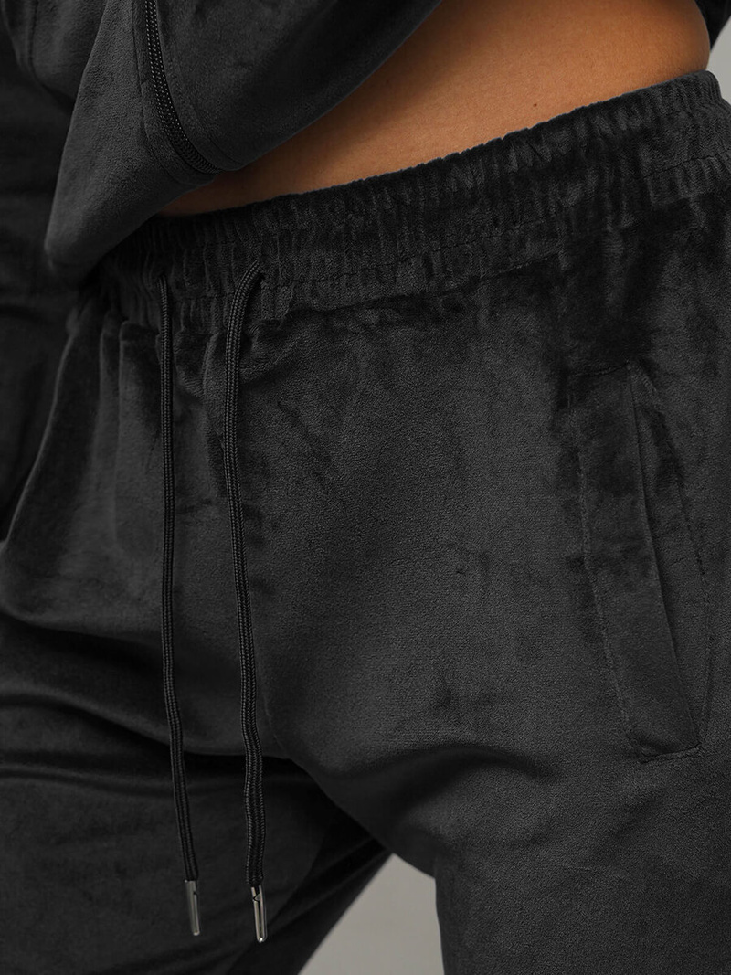 Chándal velour de mujer de negro OZONEE JS/8C1176/3Z