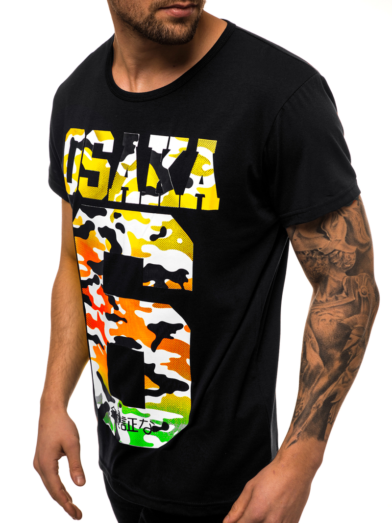 Camiseta de hombre negra OZONEE JS/KS1958