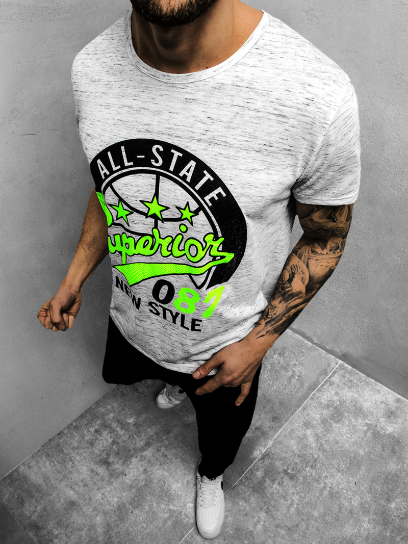 Camiseta de hombre gris OZONEE JS/KS2043Z