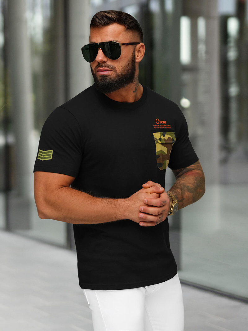 Camiseta de hombre negra OZONEE O/MPO3492