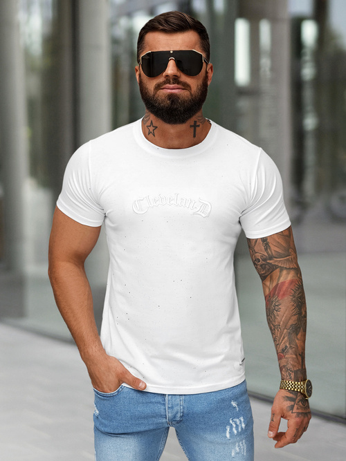 Camiseta de hombre blanco OZONEE O/QQ1386